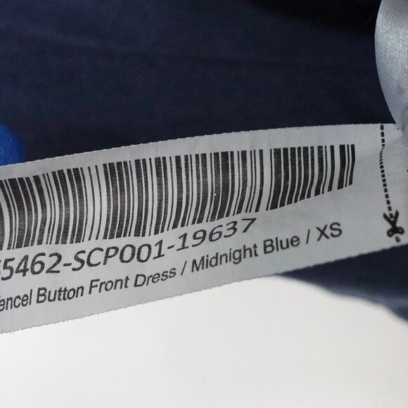 New Quince Vintage Wash Tencel Button Front Dress Lyocell Midnight Blue XS 3965K - Picture 8 of 9